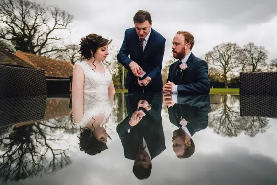 Wedding magician Dave Royal performing close-up magic at a romantic venue